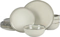 Gibson Elite Nardini 12 Piece (Service for 4) Plates and Bowls Reactive Glaze Dishes Stoneware Ceramic Dinnerware Set - Moon White