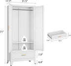 Metal Armoire Wardrobe Closet, Bedroom Armoires with Drawers | 71'' Metal Wardrobe Cabinet with 2 Doors and 2 Adjustable Shelves,Laundry Room Cabinets,Large Wardrobe Closet