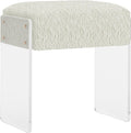 Vanity Stool Chair and Pouf Ottoman-Modern Multifunctional Vanity Stool and Foot Rest with Wool and Acrylic Leg for Makeup Room, Living Room, Bedroom