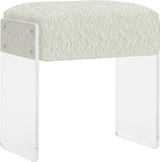Vanity Stool Chair and Pouf Ottoman-Modern Multifunctional Vanity Stool and Foot Rest with Wool and Acrylic Leg for Makeup Room, Living Room, Bedroom