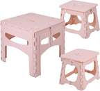 Kids Foldable Table & Chairs Set, Portable Toddler Activity Picnic Kit, 1 Table 2 Chairs Lightweight Plastic Play Furniture Indoor Outdoor Camping Backyard