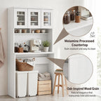 Garvee 71.5" Kitchen Cabinet with Trash Can Storage, Kitchen Trash Can Cabinet with Microwave Stand, 35.4" Wide Kitchen Pantry with Garbage Storage for Dining Room