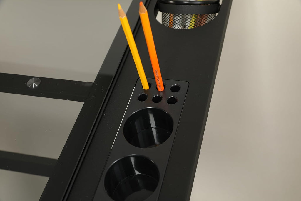 Adjustable Drawing Table for Artists | Drafting Desk with Tilted Glass Top | Art & Craft Table for Adults (Black, Smart Upgrade-29.52’’- 37.8'' H)