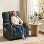 Pipishell Power Recliner Chair for Adults, One-Touch Synchronized Reclining, Oeko-TEX Chenille Fabric Electric Recliner with Remote USB Ports, Cup Holder & Side Pockets, for Living Room & Bedroom