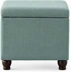 Spatial Order Home Decor | Upholstered MediumRectangular Storage Ottoman | Hinged Lid Ottoman with Storage for Living Room & Bedroom, Aqua Linen