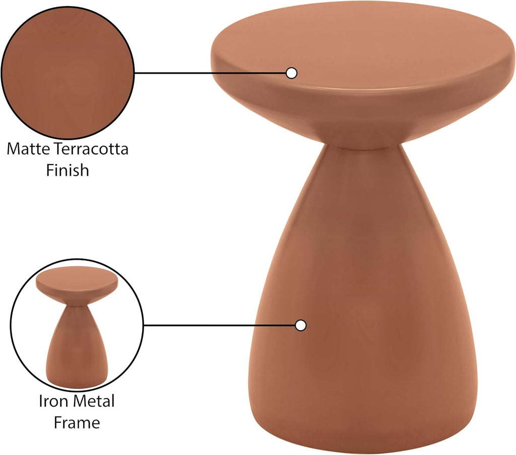 Meridian Furniture 99026Terracotta-ET Anika Collection Modern | Contemporary Side Table with Matte Terracotta Finish Iron Metal, 14.5" W x 14.5" D x 19" H, Terracotta