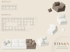 113” Cloud Couch 丨 Modular Sectional Couches for Living Room 丨 L Shaped Couch with Nice Back Support 4 Seater Warm White Chenille