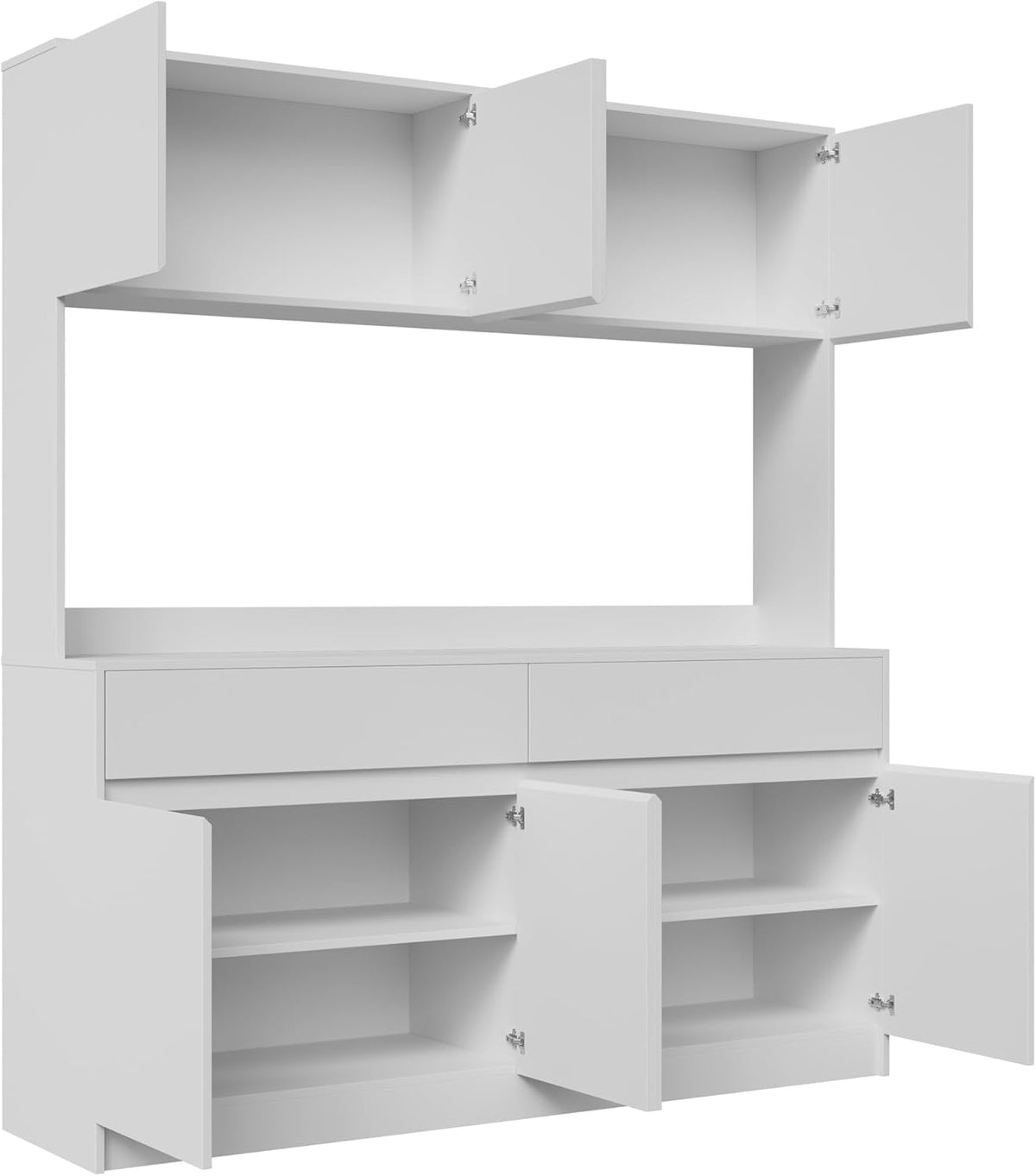 70.87" H Large Kitchen Pantry Storage Cabinet with Microwave Oven Countertop, Freestanding Pantry Cabinet with Drawers for Kitchen, Living Room (White)