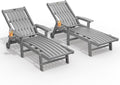 Outdoor Chaise Lounge Chair Set of 2,HDPE lounge chair outdoor with Wheels | Oversized pool lounge chairs with cup holder, 5 adjustable position for patio,outside,pool,deck
