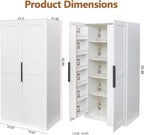 63” Tall Kitchen Pantry Cabinet, Pantry Storage Cabinet with Doors & Shelves, Freestanding Storage Cupboard for Dining Room Living Room, Wooden Structure, Easy Assembly (White)