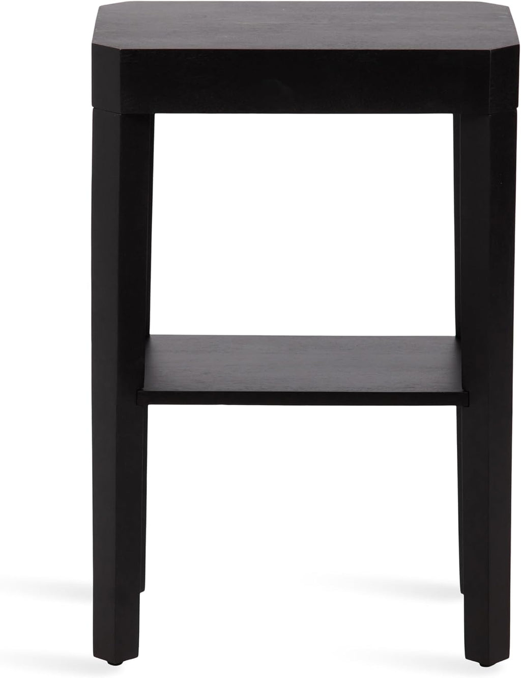 Kate and Laurel Talcott Modern Rectangle Wood Side Table, 16 x 10 x 25, Black, Transitional Decorative Two-Tier End Table for Use as a Bedroom Nightstand or Living Room Accent