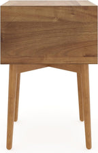 Nathan James 32704 Harper Mid-Century Oak Wood Nightstand with 2-Drawers, Small Side End Table with Storage, Brown