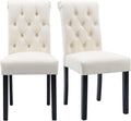 chairus Dining Chairs Set of 2 Mid Century Modern Living Room Chairs with Button Tufted High Back PU Leather Armless Chair Comfy Upholstered Side Chairs for Kitchen/Restaurant/Bedroom, Cream White