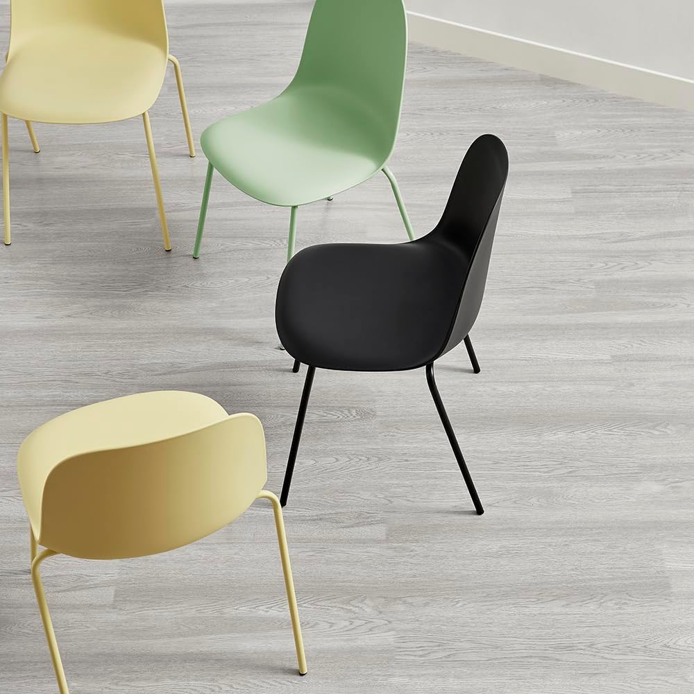 Green Dining Chairs Set of 4, Plastic Stackable Kitchen Chairs, Classic Indoor/Outdoor Chair with Metal Legs for Dining Room, Kitechen, Cafes, Restaurants