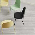 Green Dining Chairs Set of 4, Plastic Stackable Kitchen Chairs, Classic Indoor/Outdoor Chair with Metal Legs for Dining Room, Kitechen, Cafes, Restaurants