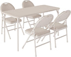 coucheta 5-Piece Rectangle Folding Table and Chairs Set, Foldable Portable Card Table and Chairs, Scratch & Stain Resistant Tabletop, for Dining Room, Living Room, Office, Camping, Gatherings, Beige