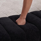 Modern Armless Bed Bench - Channel Tufted Chenille Upholstered, Multi-Use as Couch Daybed Chaise or Ottoman Foot Stool for Living Room, Bedroom, Entryway (69.7", Black)