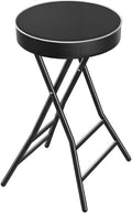 TAVR Folding Stool，26.4 Inch Collapsible Stool with Safety Lock | Tall Folding Counter Bar Stool, Portable PU Leather Stool Chair for Kitchen, Balcony, Camping, Fishing & Outdoor Indoor Use