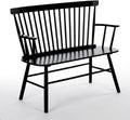 EpiBench Black Windsor Spindleback Bench with Arms, Manufactured Wood, 47.5", 300 LBS Capacity, Entryway Seating