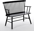 EpiBench Black Windsor Spindleback Bench with Arms, Manufactured Wood, 47.5", 300 LBS Capacity, Entryway Seating