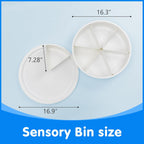Round Sensory Bin with Lid for Play and Educational Activities | Large (16.9") - Sealable with 6 Removable Storage Dividers