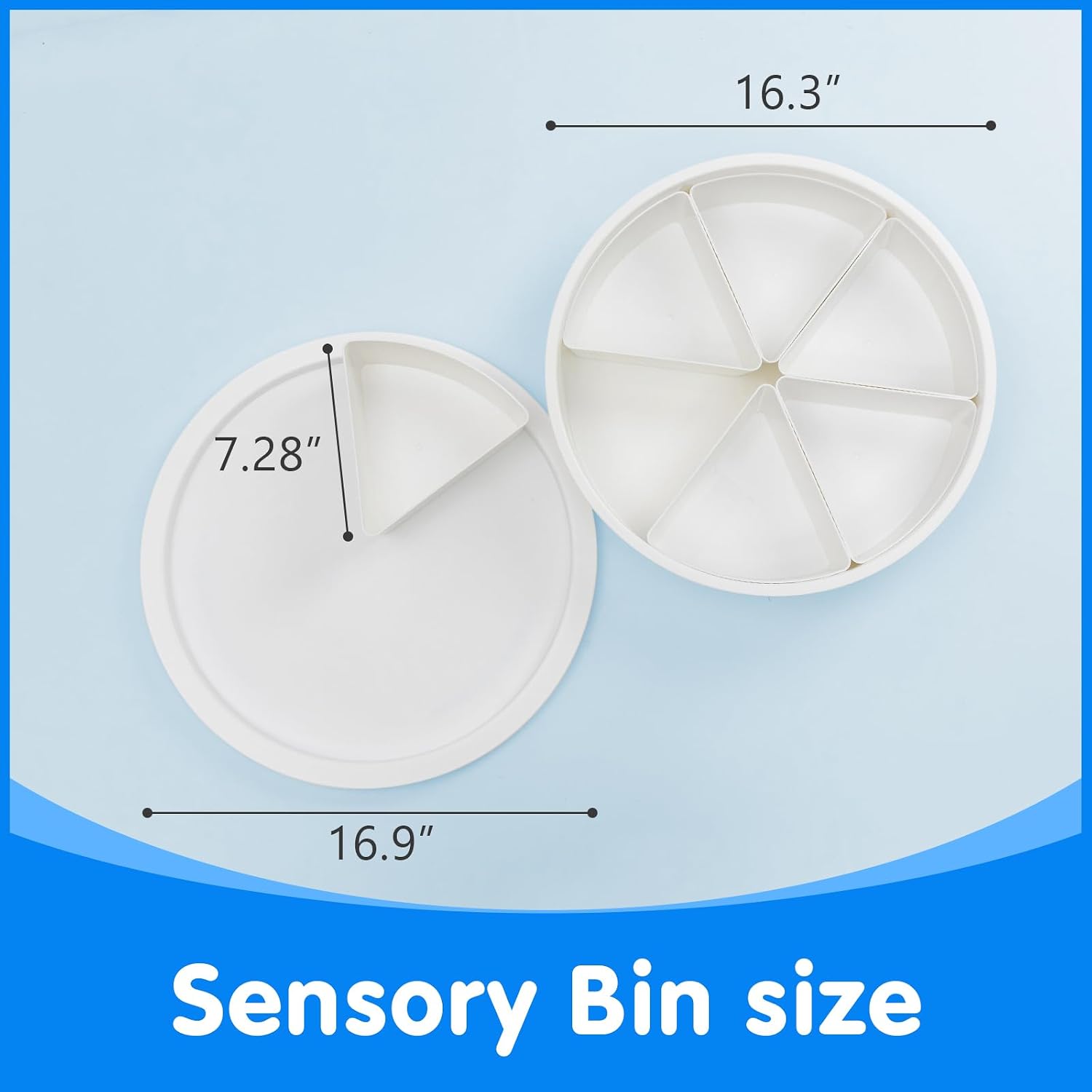 Round Sensory Bin with Lid for Play and Educational Activities | Large (16.9") - Sealable with 6 Removable Storage Dividers
