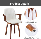 VipDesk Swivel Dining Chairs Set of 2 - Mid Century Modern Kitchen Chairs for Dining Room, Upholstered PU Leather Chairs with Walnut Arms and Legs, White