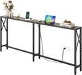 Gewudraw 70" Sofa Table Behind Couch with Socket-Narrow Console Table | Industrial Style, Long Skinny Design,Couch Table For Hallway,Living Room,Bedroom, Built-In Power Outlets & USB, 172cm Length