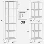 TUTOTAK Bookshelf, 6-Tier Tall Book Shelf, Narrow Bookcase for Small Space, DIY Stackable Bookshelf, for Living Room, Office, Study, Entryway, Industrial, White BS01BW006