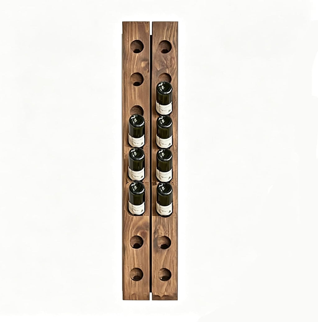 Wall Mounted Wine Riddling Rack,Wall Mounted Wine Rack Solid Wood Storage Organizer Vertical Display Stand for Kitchen Dining Room Bar Rustic Home Decor Space Saving Design(2 * 8, Brown)