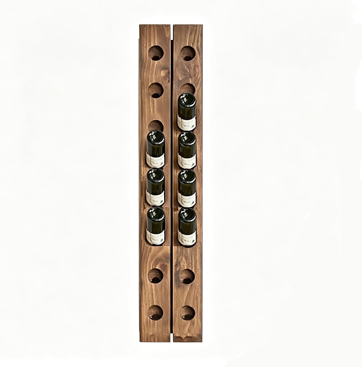 Wall Mounted Wine Riddling Rack,Wall Mounted Wine Rack Solid Wood Storage Organizer Vertical Display Stand for Kitchen Dining Room Bar Rustic Home Decor Space Saving Design(2 * 8, Brown)