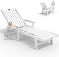 THOEOE Patio Chaise Lounge Chair,HDPE Lounge Chair Outdoor with Wheels | Oversized pool lounge chairs with cup holder, 5 adjustable position for patio,outside,pool,deck