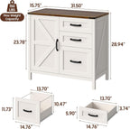 Befrases File Cabinet 3 Drawers Lateral File Cabinet with Adjustable Shelf for Letter/A4 Size Hanging Files, Large Wood File Storage Cabinets Printer Stand for Home Office, Rustic White