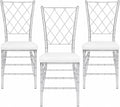 FOHFurniture Set of 3 Clear Acrylic Chiavari Chairs with Cushions, Fully Assembled Transparent Crystal Dining Chair, Accent Event Ghost Chairs for Wedding Event Reception (Clear(Grid))