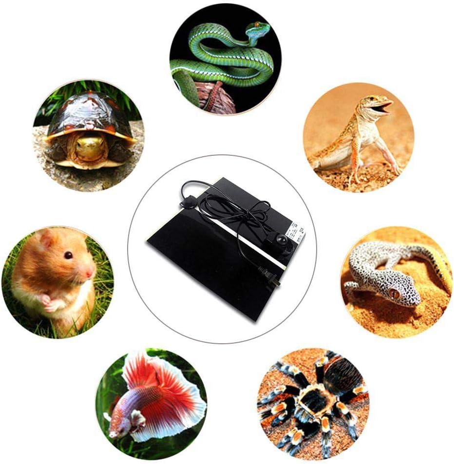 KABASI 2PCS Reptile Heating Mat, Waterproof Reptile Heat Pad Under Tank Terrarium with Temperature Control, Safety Adjustable Reptile Heat Mat for Turtle, Tortoise, Snakes, Lizard, Gecko, 7W