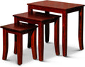 3-Piece Nesting Table Set, Cherry, Space-Saving and Elegant, Perfect for Living Room, Bedroom, or Office, Multi-Functional Use, Sturdy Wood, Easy to Assemble