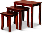 Nesting Table Set of 3, Cherry, Compact and Space-Saving Design, Great for Small Apartments, Use as Coffee Table, End Table, or Nightstand, Durable and Stylish