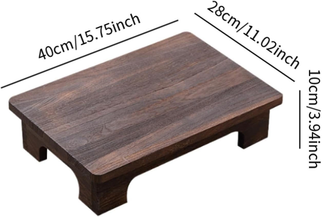 Low Wooden Tea Table, Elegant, Stable, Minimalist Stool, Lightweight Floor Table, Compact for The Windowsill in The Room, Brown, 40x28x10cm