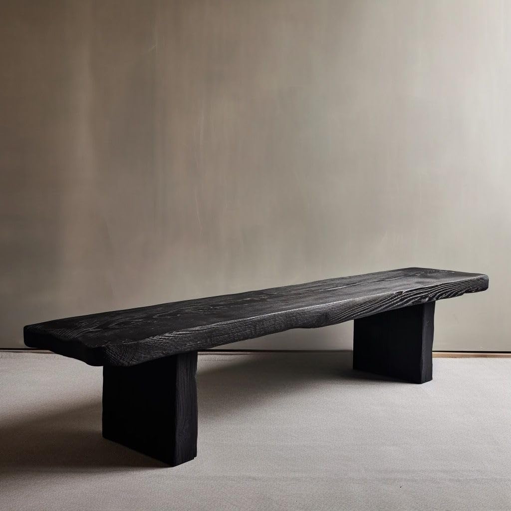 RUNNUP Solid Wood Bench, Shoe Changing Benchs, 63" Modern Narrow Living Room Bench for Bedroom, Entrance, Dining Room