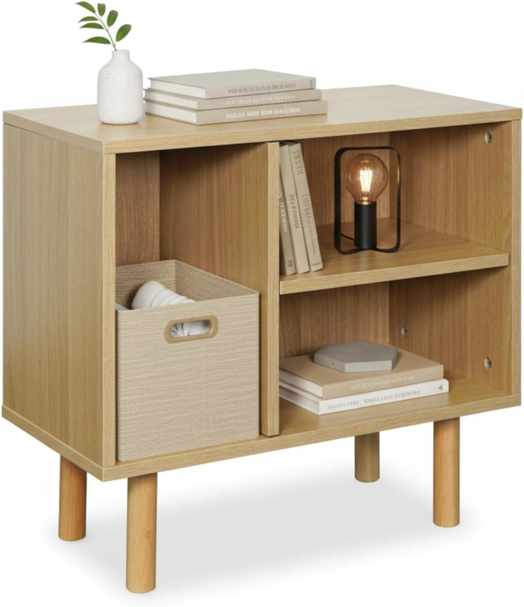 Home Zone Living Stackable Storage Cube End Table with Door or Shelf Options, Modular Bookshelf or Side Table for Living Room or Office