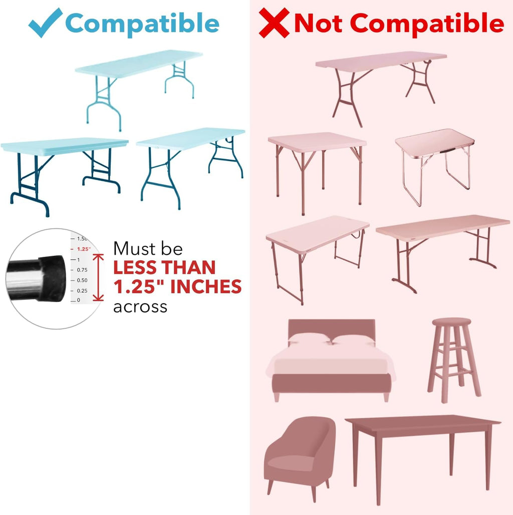 Lift Your Table® Folding Table Risers - Standing Desk Kit: XL Height - Made in the USA, Heavy Duty, Sturdy, Portable, Easy-to-Use Extensions Raise Bent Leg Folding Tables (Set of 4)