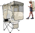 BESTHLS Camping Chair with Canopy Shade Portable Folding Beach Chairs with Cooler, Mesh Backrest, Cup Holder, and Pocket for Camping, Fishing, Beach, and Sports (White)