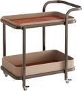 Rolling End Table, Side Table with Wheels, Modern Serving Cart Snack Table for Living Room, Small Coffee Table(Orange)