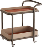 Rolling End Table, Side Table with Wheels, Modern Serving Cart Snack Table for Living Room, Small Coffee Table(Orange)