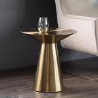 Modern Coffee Table Metal Tea Table,Luxury Sofa Side Table Corner Table,Round Pedestal Tea Table End Table for Living Room Bedroom(17.71" W x 21.65" H, Gold)