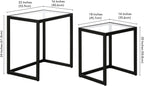 Henn&Hart Rectangular Nested Side Table in Blackened Bronze, Table for Living Room, Bedroom | Nested set of two tables with glass tops and a sleek metal frame for displaying in living rooms, offices, or family rooms