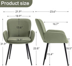 VKNOW Modern Faux Leather Dining Chairs Set of 4 with Armrest, Green | Armed Dining Room Chairs with Metal Legs, Kitchen Chairs for Restaurant Kitchen Living Room