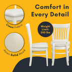 Furnifact White Solid Wood 5 Pc Dining Room Set, Breakfast Nook Table with Slatted Chairs, Kitchen Table and Chairs for 4, Compact Seating Option