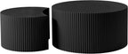32" Textured MDF Side Coffee Table, Small Nesting Tables with Space Saving Layout, Nesting Table Set for Indoor Leisure and Office scenarios, Black