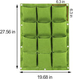 WFIST Vertical Hanging Planter Bag, Breathable Felt Wall Garden Planter with Metal Grommets, Indoor/Outdoor Space-Saving Herb & Flower Growing Pouch (12-Pocket)